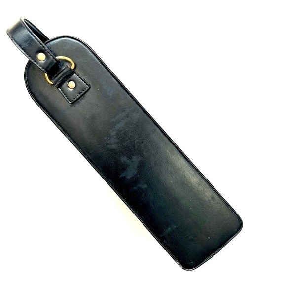 Black Leather Wine Bottle Case Bag Zippered Double Two Bottle Holder Padded - Picture 5 of 9